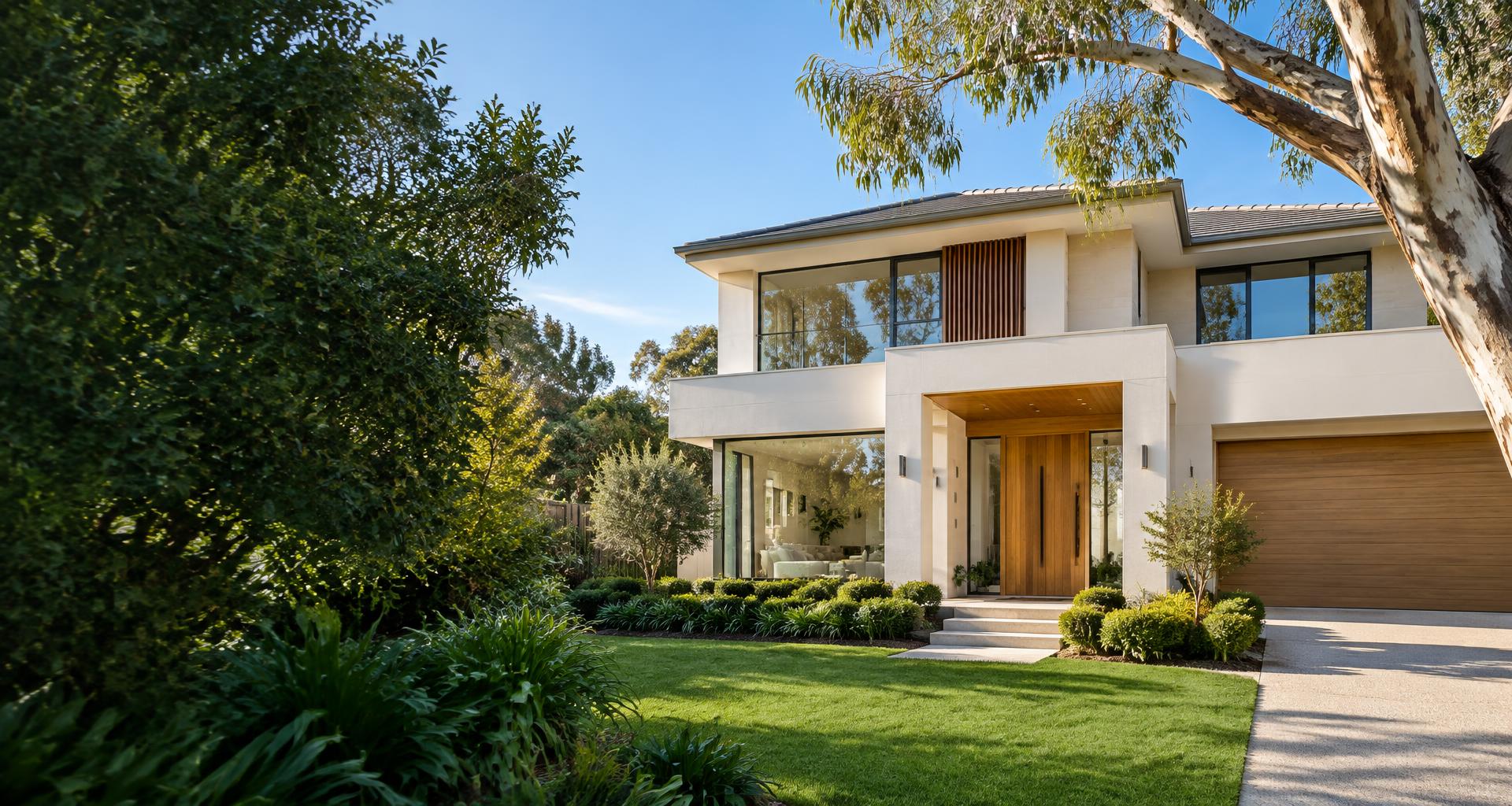 A contemporary family home with a landscaped garden